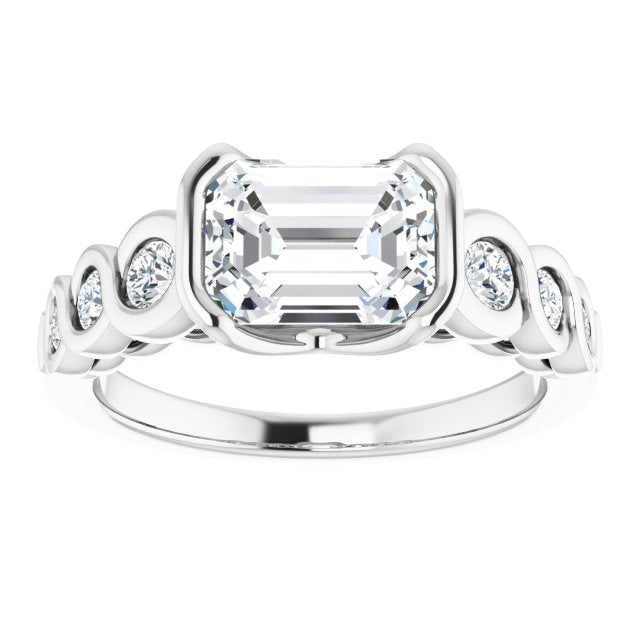 Cubic Zirconia Engagement Ring- The Destiny (Customizable 7-stone Emerald Cut Design with Interlocking Infinity Band)