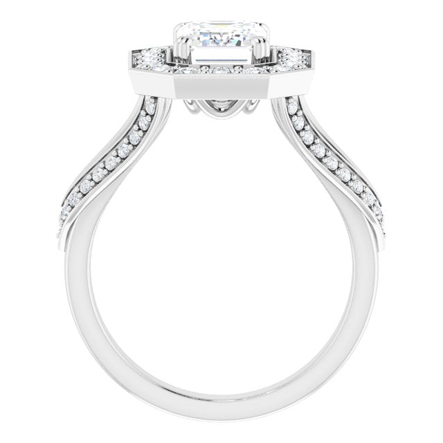 Cubic Zirconia Engagement Ring- The Darsha (Customizable Radiant Cut Center with Large-Accented Halo and Split Shared Prong Band)