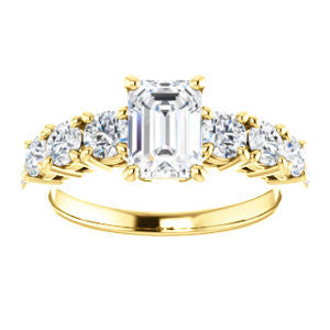 Cubic Zirconia Engagement Ring- The Lorelei (Customizable Enhanced 7-stone Emerald Cut Style with Pavé Band)