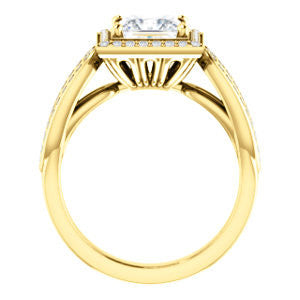 Cubic Zirconia Engagement Ring- The Jordyn Elitza (Customizable Halo-Style Princess Cut with Twisting Pavé Split-Shank)