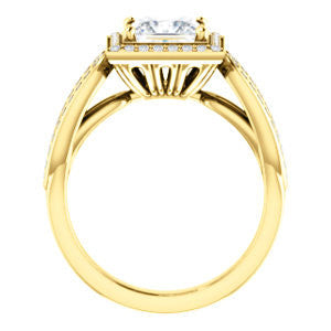 CZ Wedding Set, featuring The Jordyn Elitza engagement ring (Customizable Halo-Style Princess Cut with Twisting Pavé Split-Shank)