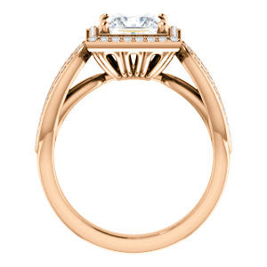 Cubic Zirconia Engagement Ring- The Jordyn Elitza (Customizable Halo-Style Princess Cut with Twisting Pavé Split-Shank)