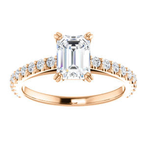 Cubic Zirconia Engagement Ring- The Marianne (Customizable Cathedral-set Radiant Cut Style with Thin Pavé Band)