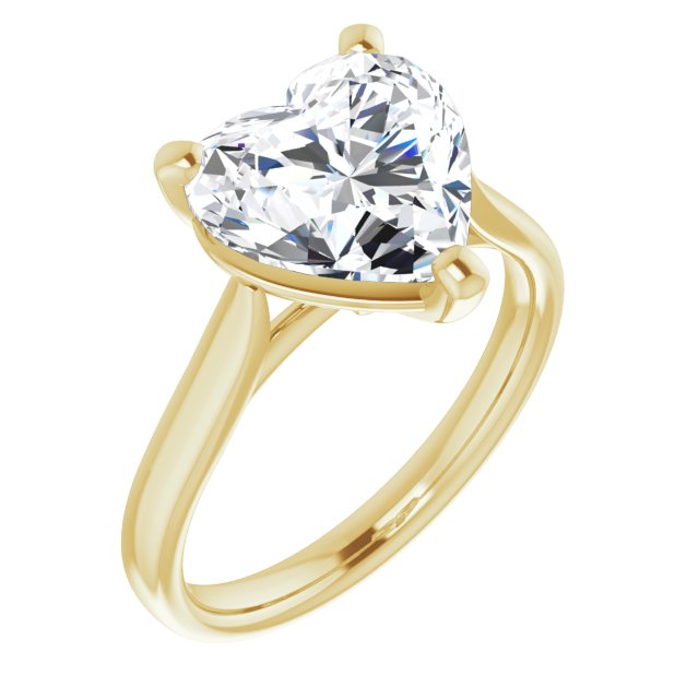 10K Yellow Gold Customizable Cathedral-Prong Heart Cut Solitaire