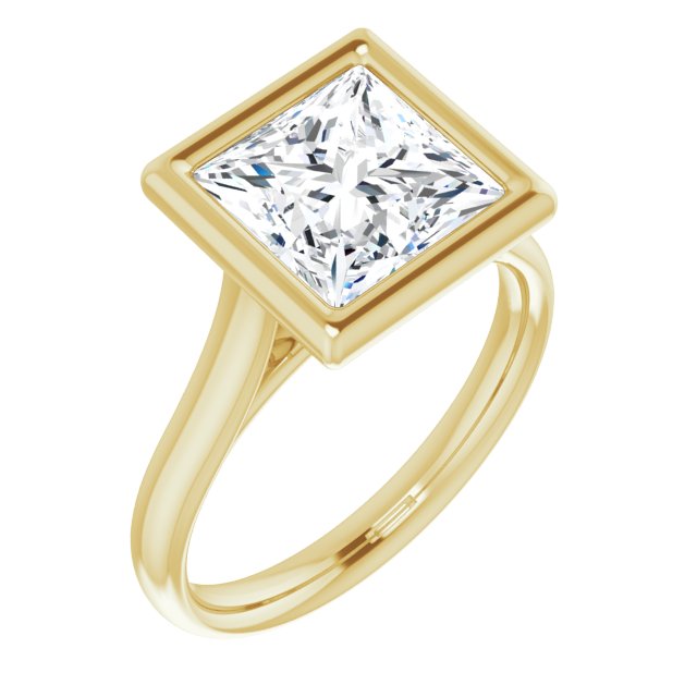 10K Yellow Gold Customizable Cathedral-Bezel Princess/Square Cut Solitaire