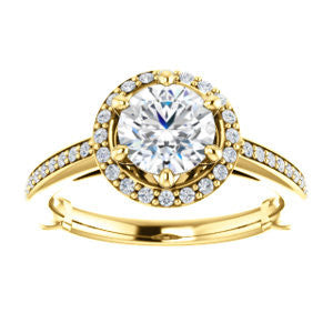 Cubic Zirconia Engagement Ring- The Jessika (Customizable Cathedral-set Round Cut Design with Halo and Thin Pavé Band)