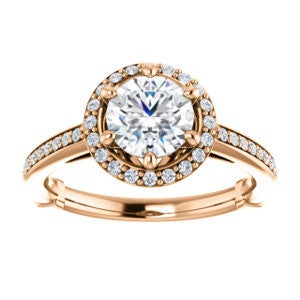 Cubic Zirconia Engagement Ring- The Jessika (Customizable Cathedral-set Round Cut Design with Halo and Thin Pavé Band)