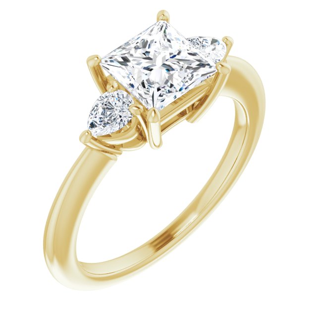 10K Yellow Gold Customizable 3-stone Princess/Square Style with Pear Accents