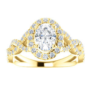 Cubic Zirconia Engagement Ring- The Benita (Customizable Oval Cut with Infinity Split-band Pavé and Halo)