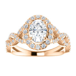 Cubic Zirconia Engagement Ring- The Benita (Customizable Oval Cut with Infinity Split-band Pavé and Halo)