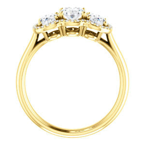 Cubic Zirconia Engagement Ring- The Carissa (Customizable Oval Cut 3-stone Halo Style with Oval Accents)