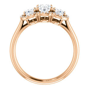 Cubic Zirconia Engagement Ring- The Carissa (Customizable Oval Cut 3-stone Halo Style with Oval Accents)