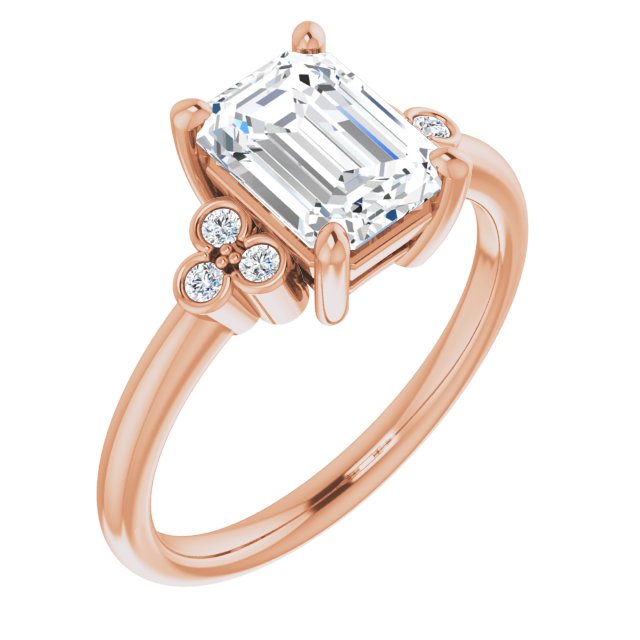 Cubic Zirconia Engagement Ring- The Irene (Customizable 7-stone Radiant Cut Center with Round-Bezel Side Stones)