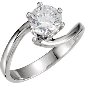Cubic Zirconia Engagement Ring- The Toni (1 Carat Round-cut Solitaire with Swirl Design)