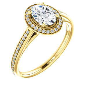 Cubic Zirconia Engagement Ring- The Laila Jean (Customizable Cathedral-set Oval Cut with Halo and Thin Pavé Band)