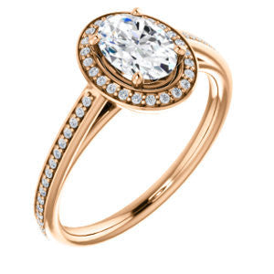 Cubic Zirconia Engagement Ring- The Laila Jean (Customizable Cathedral-set Oval Cut with Halo and Thin Pavé Band)