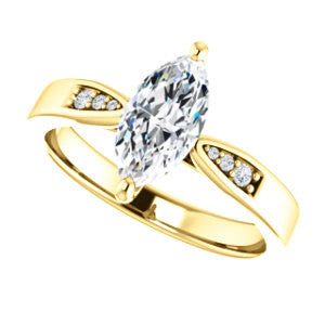 Cubic Zirconia Engagement Ring- The Ximena (Customizable Cathedral-Set Marquise Cut 7-stone Design)