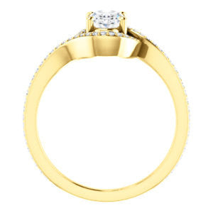 Cubic Zirconia Engagement Ring- The Annalisa (Customizable Oval Cut Bypass with Twisting Pavé Band)