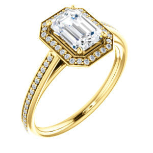 Cubic Zirconia Engagement Ring- The Laila Jean (Customizable Cathedral-set Radiant Cut with Halo and Thin Pavé Band)