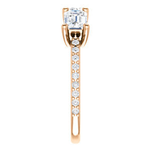 Cubic Zirconia Engagement Ring- The Mary Helen (Customizable Triple Emerald Cut Design with Ultra Thin Pavé Band)