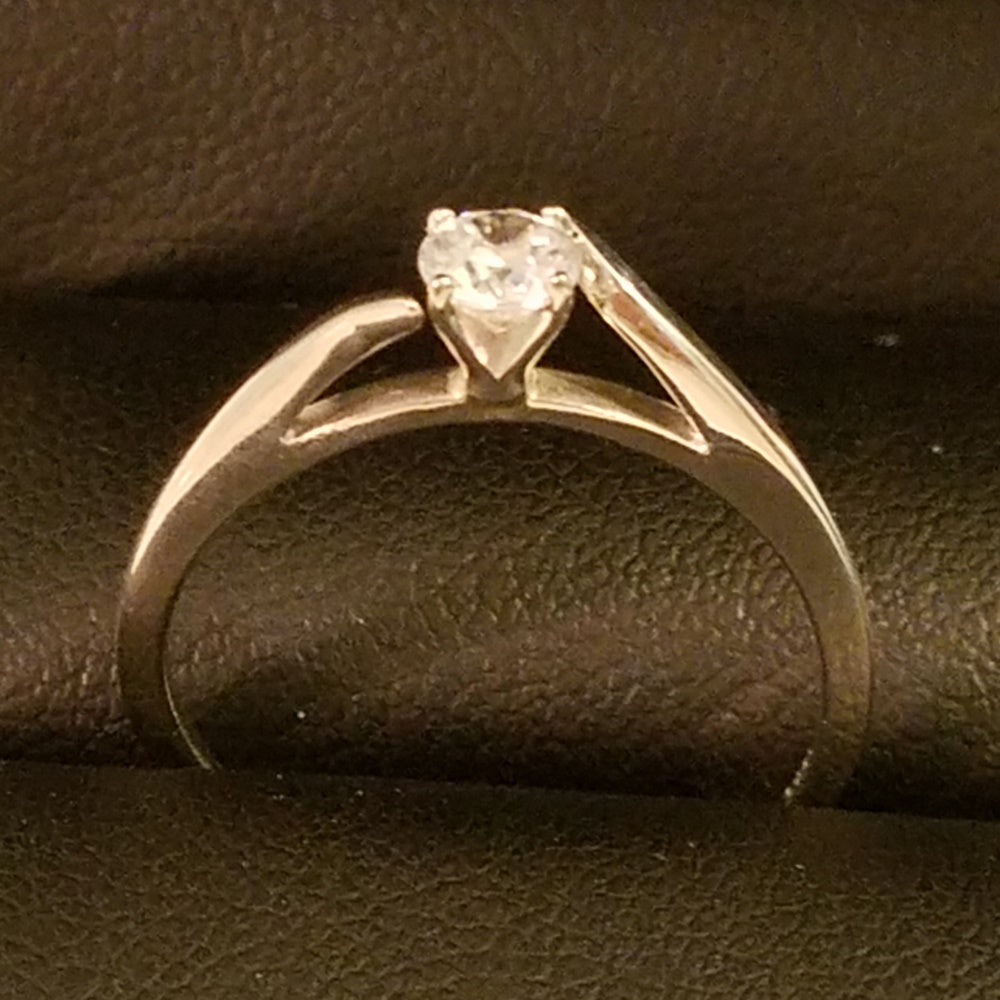 Cubic Zirconia Engagement Ring-*Clearance* The Dell Cathedral Bypass Solitaire with 0.23 Round Cut Center Stone in Sterling Silver