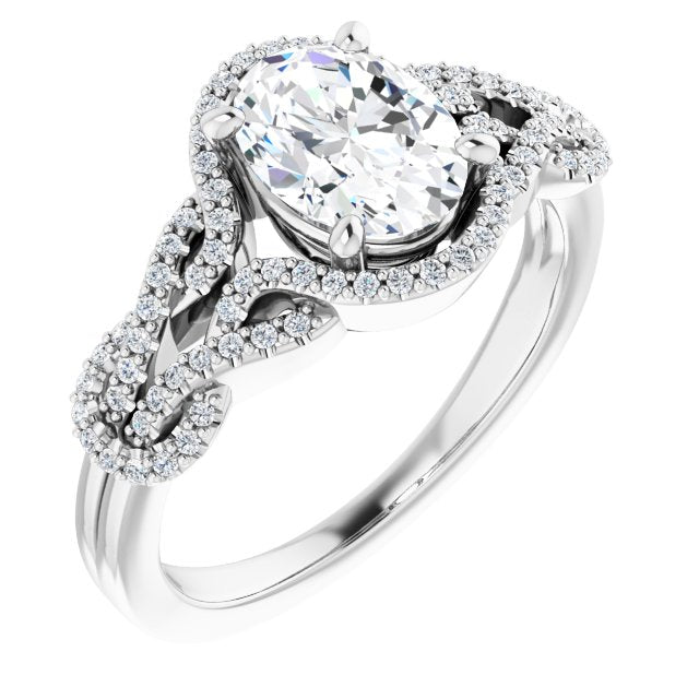 Cubic Zirconia Engagement Ring- The Montana (Customizable Oval Cut Design with Intricate Over-Under-Around Pavé Accented Band)