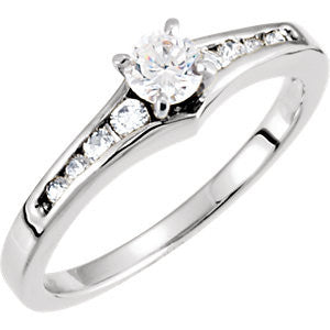 Cubic Zirconia Engagement Ring- The Jana (Customizable 9-stone Round Channel)