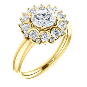 CZ Wedding Set, featuring The BettyJo engagement ring (Customizable Round Cut featuring Cluster Accent Bouquet)