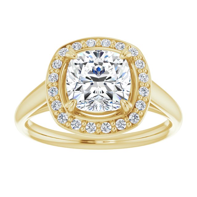 Cubic Zirconia Engagement Ring- The Arianna (Customizable Cushion Cut Design with Loose Halo)