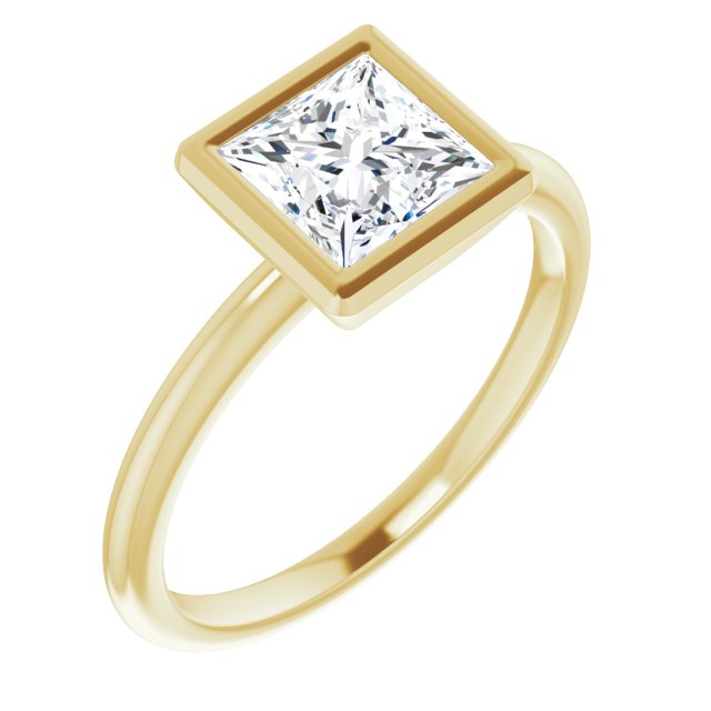 10K Yellow Gold Customizable Bezel-set Princess/Square Cut Solitaire with Thin Band