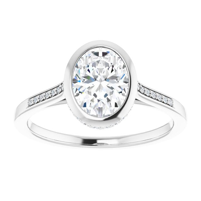 Cubic Zirconia Engagement Ring- The Adalynn (Customizable Cathedral-Bezel Oval Cut Style with Under-halo and Shared Prong Band)