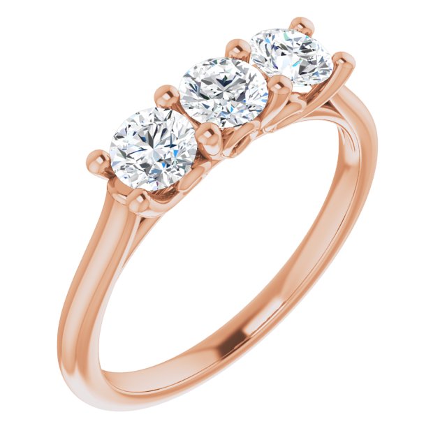 10K Rose Gold Customizable Triple Round Cut Design with Thin Band