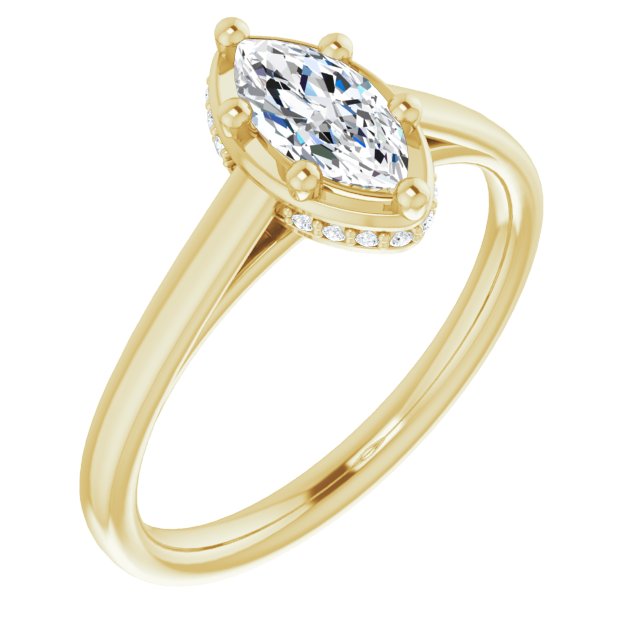 10K Yellow Gold Customizable Super-Cathedral Marquise Cut Design with Hidden-stone Under-halo Trellis