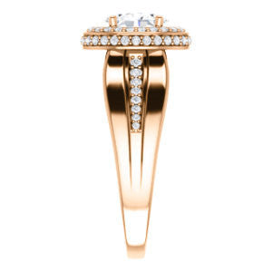Cubic Zirconia Engagement Ring- The Siri (Customizable Oval Cut Design featuring Halo & Underhalo Plus Wide Accented Band)