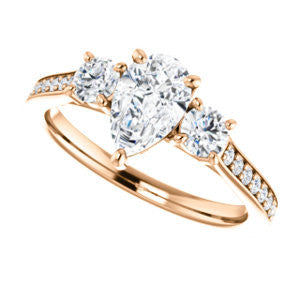 CZ Wedding Set, featuring The Tess engagement ring (Customizable Pear Cut Trellis-Enhanced Bridge Setting with Semi-Pavé Band)