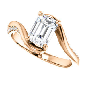 Cubic Zirconia Engagement Ring- The Nicola (Customizable Radiant Cut Style with Twisting Bypass Band featuring Inset Pavé Accents)