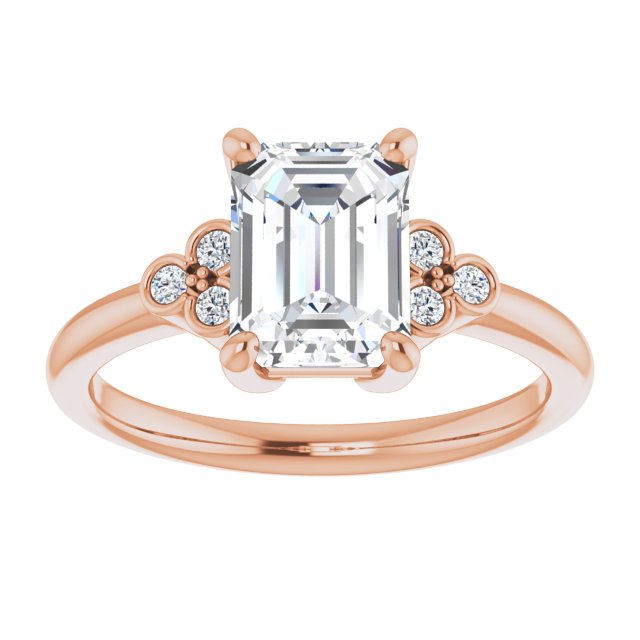 Cubic Zirconia Engagement Ring- The Irene (Customizable 7-stone Radiant Cut Center with Round-Bezel Side Stones)