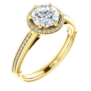 Cubic Zirconia Engagement Ring- The Letitia (Customizable Cathedral-set Round Cut Halo Style with Pavé Band)