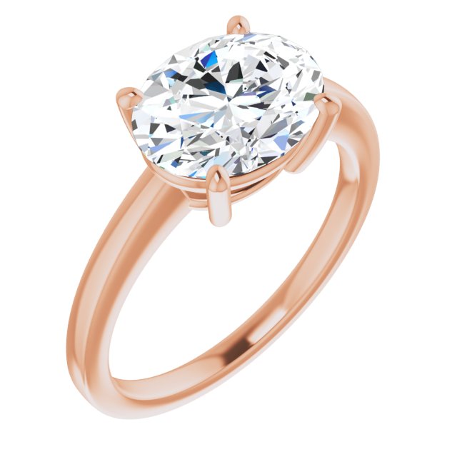 10K Rose Gold Customizable Bowl-Prongs Oval Cut Solitaire with Thin Band