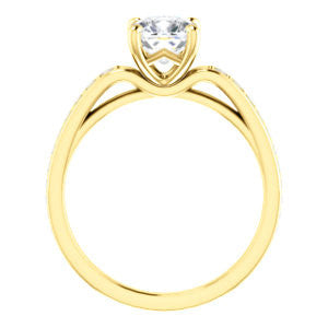 Cubic Zirconia Engagement Ring- The Sashalle (Customizable Cathedral-Raised Cushion Cut Design with Tapered Pavé Band)