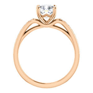 Cubic Zirconia Engagement Ring- The Sashalle (Customizable Cathedral-Raised Cushion Cut Design with Tapered Pavé Band)