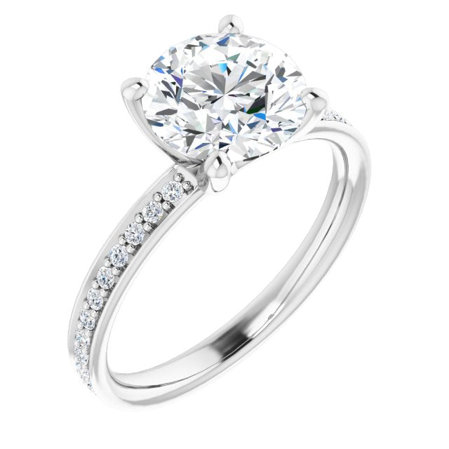 Cubic Zirconia Engagement Ring- The Helena (Customizable Classic Prong-set Round Cut Design with Shared Prong Band)