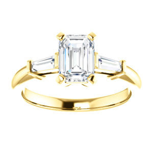 Cubic Zirconia Engagement Ring- The Monica (Customizable Radiant Cut Center with Dual Tapered Baguettes)