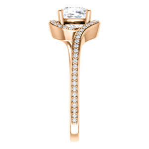 Cubic Zirconia Engagement Ring- The Annalisa (Customizable Cushion Cut Bypass with Twisting Pavé Band)