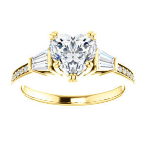 Cubic Zirconia Engagement Ring- The Hazel Rae (Customizable Heart Cut Design with Quad Baguette Accents and Pavé Band)