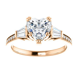 CZ Wedding Set, featuring The Hazel Rae engagement ring (Customizable Heart Cut Design with Quad Baguette Accents and Pavé Band)