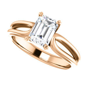Cubic Zirconia Engagement Ring- The Piper (Customizable Radiant Cut Solitaire with Flared Split-band)