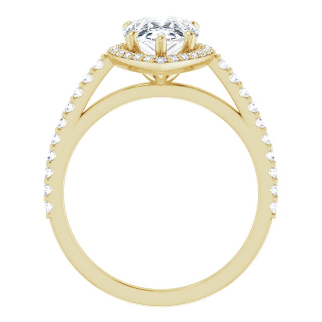 Cubic Zirconia Engagement Ring- The Catherine Lea (Customizable Pear Cut Design with Halo and Thin Pavé Band)
