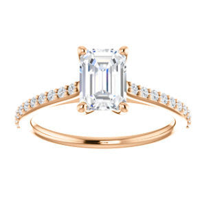 Cubic Zirconia Engagement Ring- The Tanisha (Customizable Cathedral-set Radiant Cut Design with Thin Pavé Band)