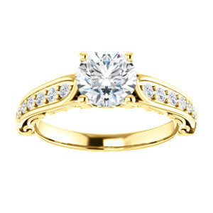 Cubic Zirconia Engagement Ring- The Martha (Customizable Round Cut Setting with Pavé Three-sided Band and Peekaboos)